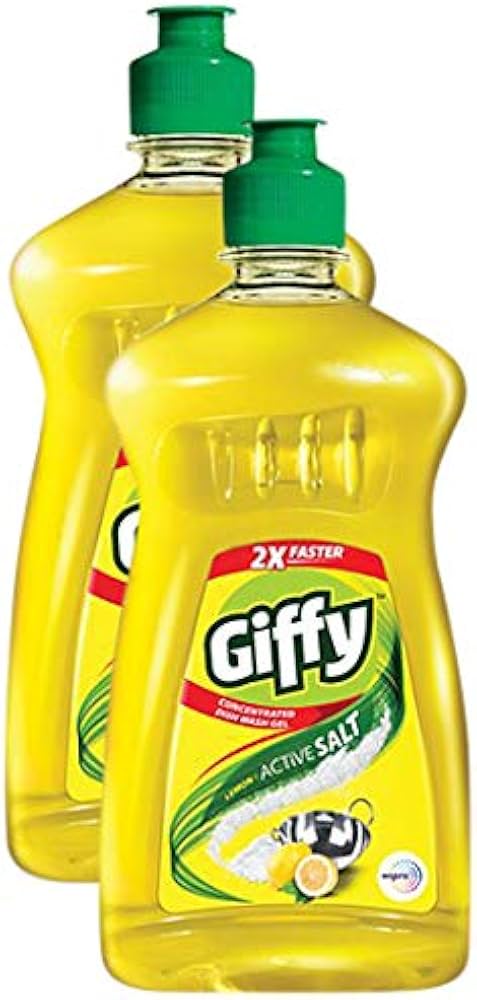 Giffy Liquid Dish Wash Gel with Active Salt and Lemon (Buy 1 Get 1 Free)